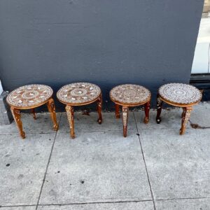 Two Pair Of Hardwood Inlayed Elephant Tables