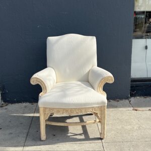 Bleached Wood Upholstered Armchair