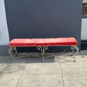 Silvered Metal Upholstered Bench