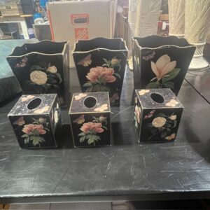 Marge-Kelley Floral Wastepaper Baskets and Tissue Boxes