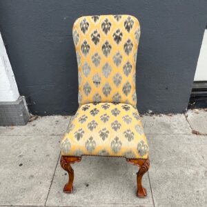 Queen Ann Style Wood and Upholstered Chair