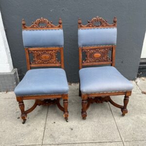 Pair Of Victorian Carved Wood Side Chairs