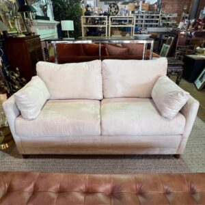 Beige Ultra Suede Love Seat With Pull Out Bed Sold