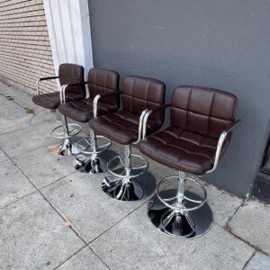 Four Modern Swivel Adjustable Bar Stools