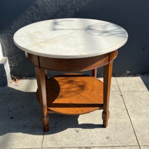 Arts and Crafts Oak and Marble Center Table Sold