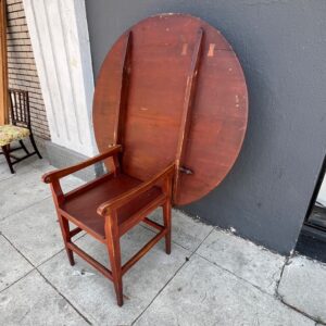 Red Painted Pine Tilt Top Table/Chair