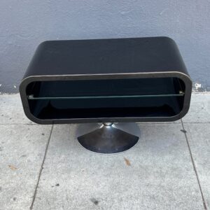Black Lacquered, Glass and Chrome Modern End Table