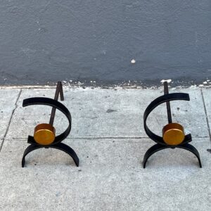 Modern Copper and Iron Andirons
