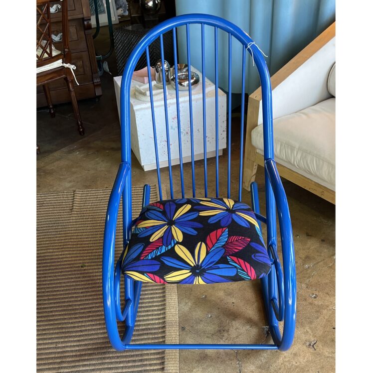 1970’s Blue Lacquered Tubular Metal Rocking Chair - Image 3