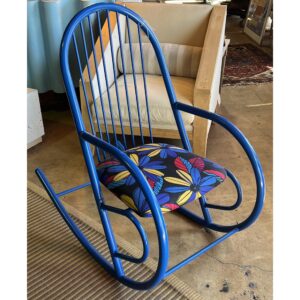 1970’s Blue Lacquered Tubular Metal Rocking Chair