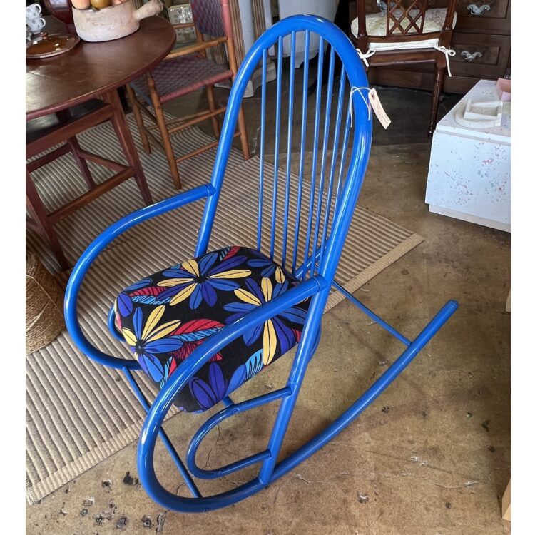 1970’s Blue Lacquered Tubular Metal Rocking Chair - Image 4