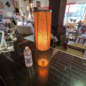 Mid Century Burlap and Wire Table Lamp