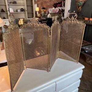 1920’s French 4 Panel Brass Fireplace Screen