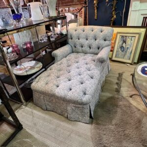 Blue and White Upholstered Chaise Lounge