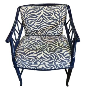 Blue Painted Faux Bamboo Armchair