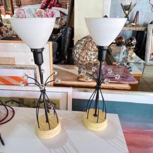 Pair of black and Yellow Mid Century Modern Lamps