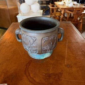 Japanese Hammered Elephant Bronze Planter