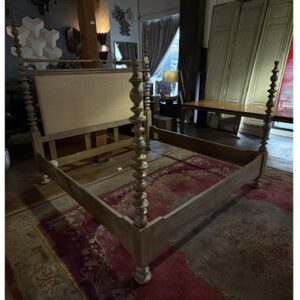 Bleached Turned Wood King Bed Framed