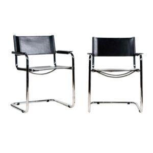 Pair of Marcel Breuer-Style Chrome and Leather Armchairs