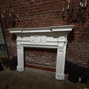 White-Painted Carved Wood Fireplace Surround