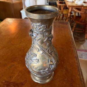 Bronze Japanese Hammered Bird Vase