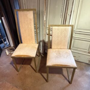 Six brass 1970’s Hollywood Regency Dining Chairs