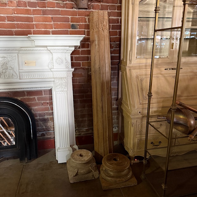Pair Of Antique Carved Solid Teak Wood Columns With Carved Stone Bases - Image 8