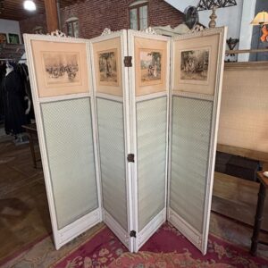 Four Panel Victorian White Painted Dressing Screen