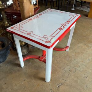 Cute Red and White 1940’s Enamel Table