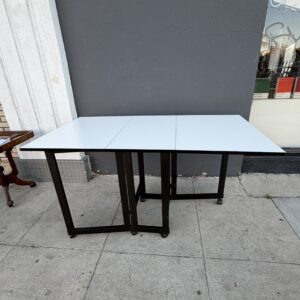 Black and White Laminate Drop Leaf Work Table