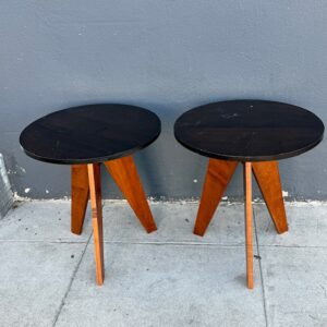 Pair Of Round Modern Tripod End Tables