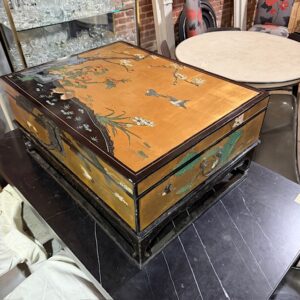 Chinese Painted Low Trunk On Base