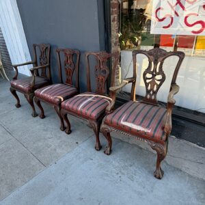 Four Ball & Claw Chippendale Chairs (needs reupholstering)