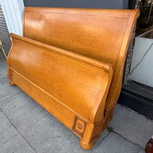 Biedermeier Style Wood King Sleigh Bed