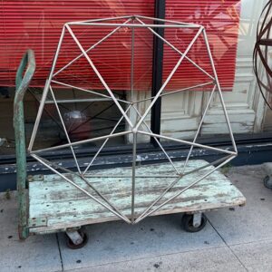 Green Wood and Steel Cart With 6” Wheels