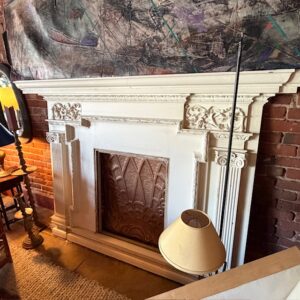 White-Painted Carved Wood Fireplace Overmantel