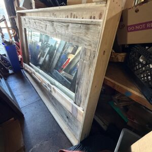 Large Reclaimed Wood Wall Mirror with shipping crate