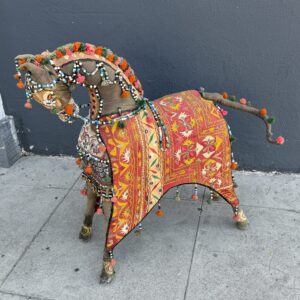 Vintage 50’s Indian Rajasthani Embroidered Horse Sculpture