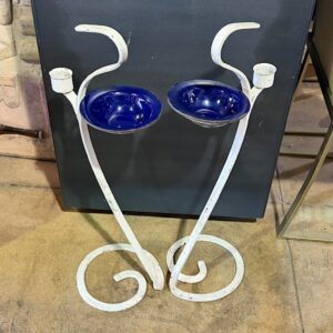 Pair Of Art Deco Wrought Iron Candle Stands