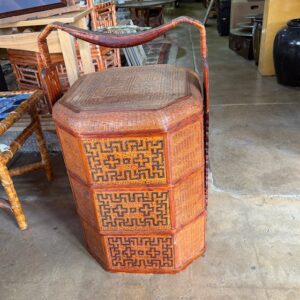 Large Vintage Chinese Wedding Basket 3 Tiers Wood/Wicker
