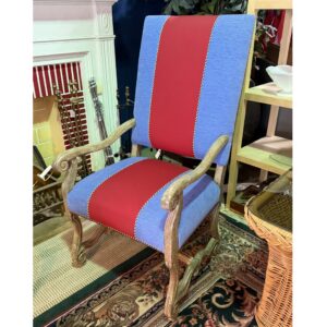 Upholstered Red and Blue Armchair