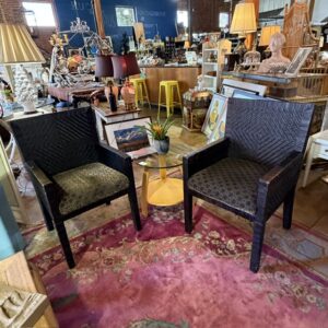 Pair Of Upholstered Wicker Chairs