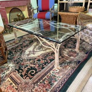 Hollywood Regency/Organic Modernist Glass and Metal Coffee Table