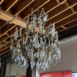 1940’s French Bronze Crystal Chandlier