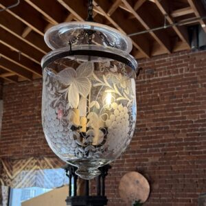 Antique Etched Bell Jar Lantern