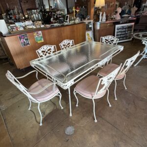 Vintage Outdoor Metal Table and Six Chairs