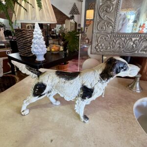 Antique Cast Iron English Setter Painted Black and White Door Stopper