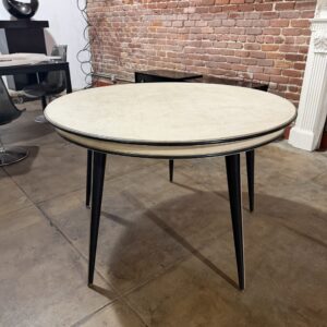 Black/White Leather Round Italian Game Table