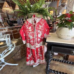 Vintage Chinese Wedding Dress, Red Silk Embroidered Jacket and Skirt