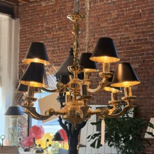 Brass Chandelier With Black Shades